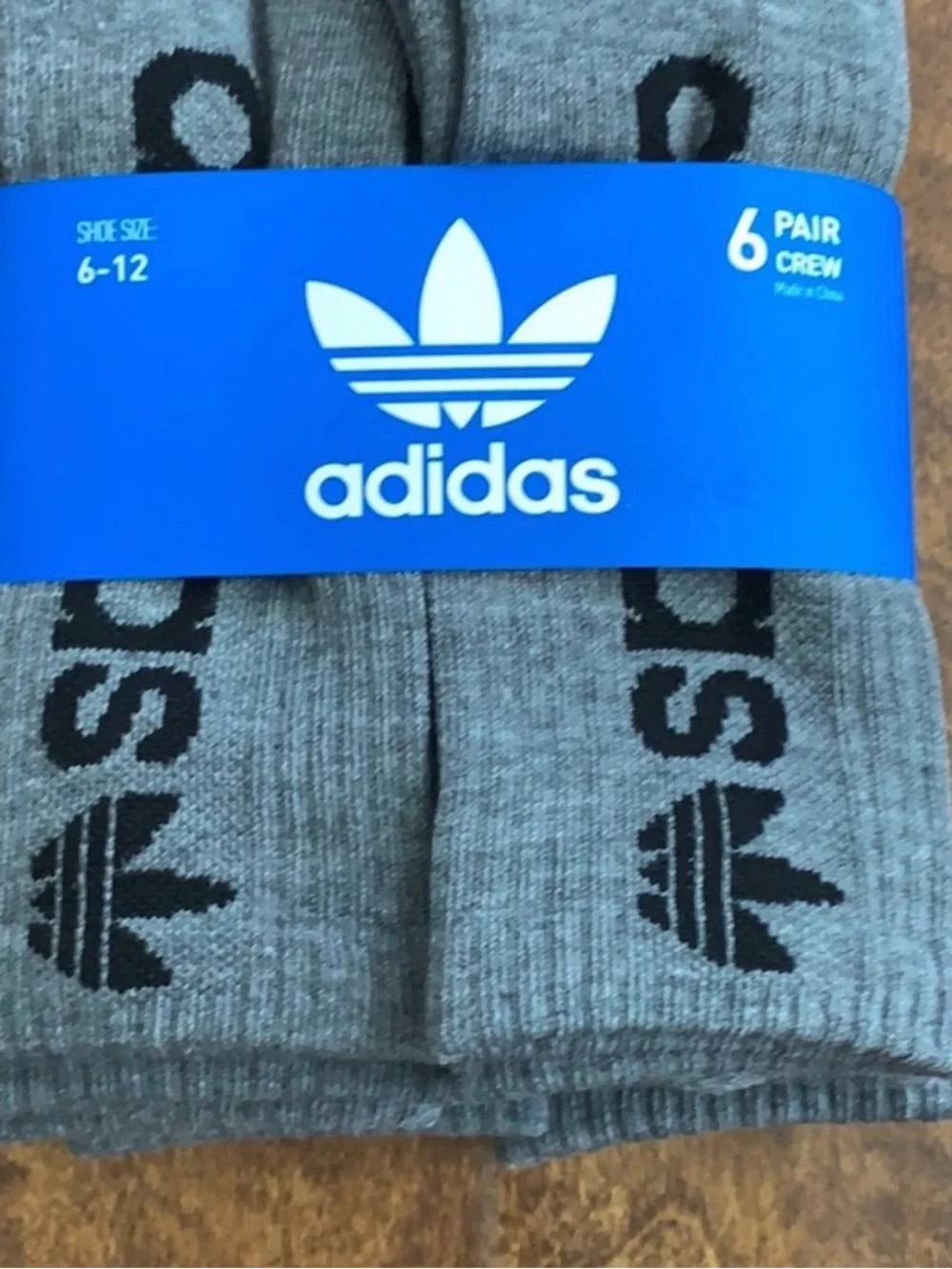 adidas Gray Crew Athletic Socks - 6 Pair Pack